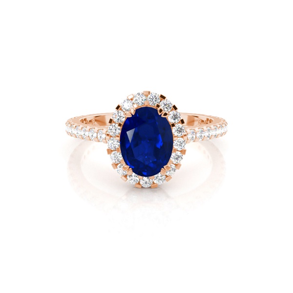 Oval Halo Blue Sapphire Engagement Ring