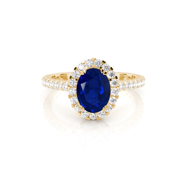 Oval Halo Blue Sapphire Engagement Ring