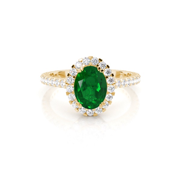 Oval Halo Emerald Engagement Ring