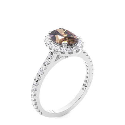 Prong-Rahmen-Champagner-Diamant-Halo-Verlobungsring