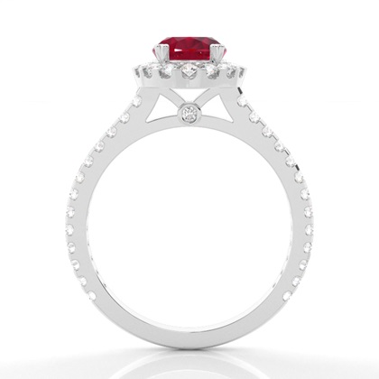 Ovaler Halo Rubin Verlobungsring