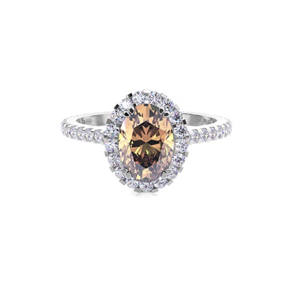 Prong Setting Champagne Diamond Halo Engagement Ring