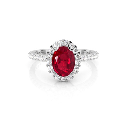 Oval Halo Ruby Engagement Ring