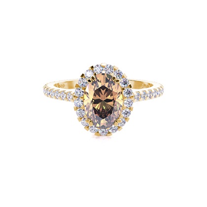Prong Setting Champagne Diamond Halo Engagement Ring