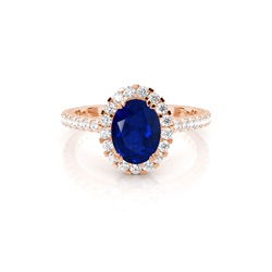 Oval Halo Blue Sapphire Engagement Ring