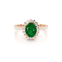Oval Halo Emerald Engagement Ring
