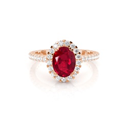 Oval Halo Ruby Engagement Ring