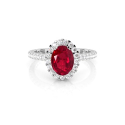 Oval Halo Ruby Engagement Ring