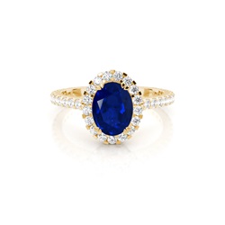 Oval Halo Blue Sapphire Engagement Ring