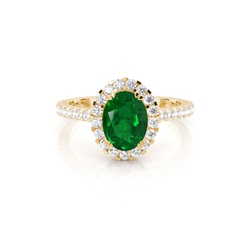 Oval Halo Emerald Engagement Ring