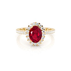 Oval Halo Ruby Engagement Ring