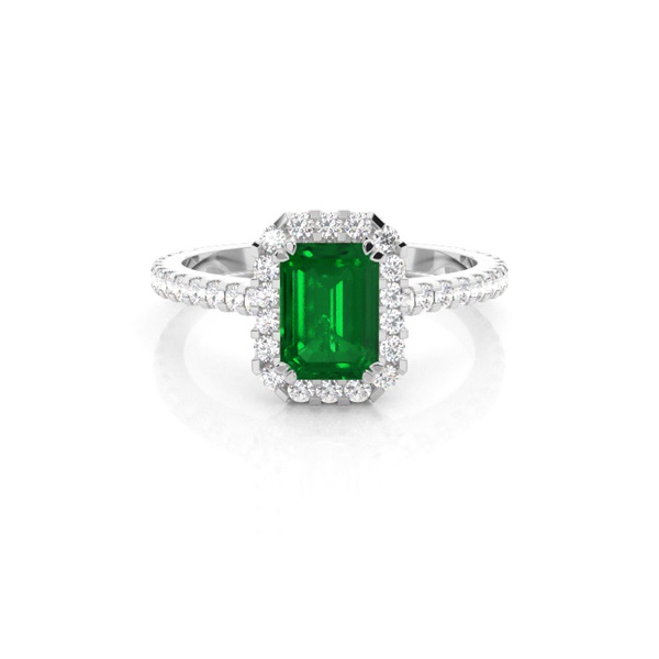Emerald Halo Emerald Engagement Ring