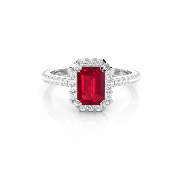Emerald Halo Ruby Engagement Ring