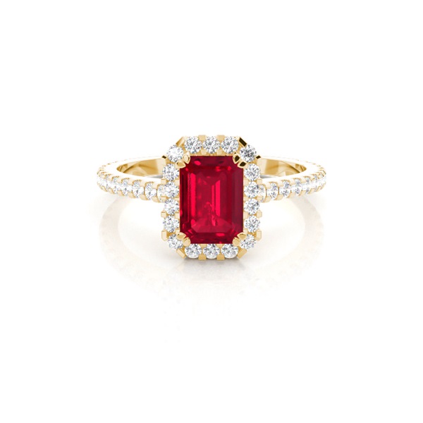 Emerald Halo Ruby Engagement Ring