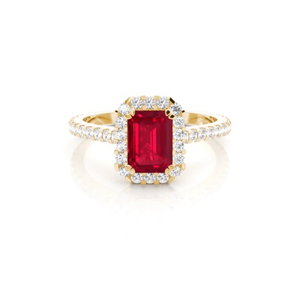 Emerald Yellow Gold Ruby Diamond Engagement Rings