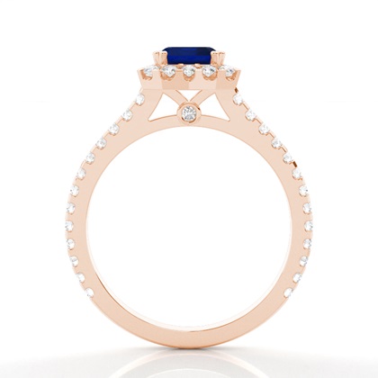 Smaragd Halo Blue Sapphire Verlobungsring