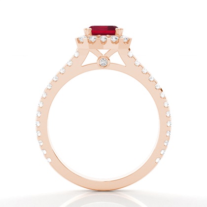 Smaragd Halo Rubin Verlobungsring