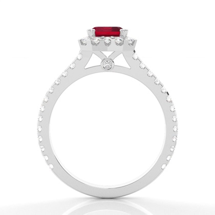 Smaragd Halo Rubin Verlobungsring