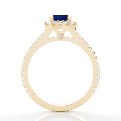 Smaragd Halo Blue Sapphire Verlobungsring