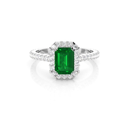 Emerald Halo Emerald Engagement Ring