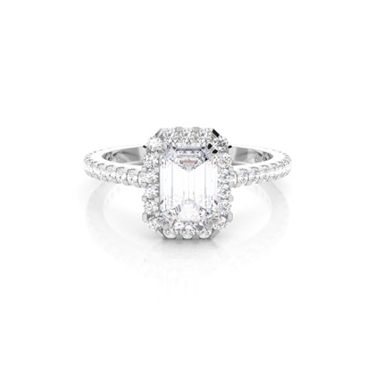 Prong Setting Halo Moissanite Engagement Ring