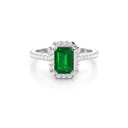 Emerald Halo Emerald Engagement Ring