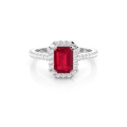 Emerald Halo Ruby Engagement Ring