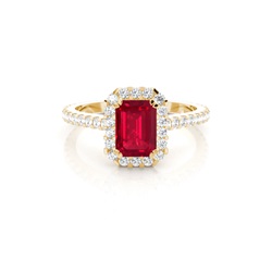 Emerald Halo Ruby Engagement Ring