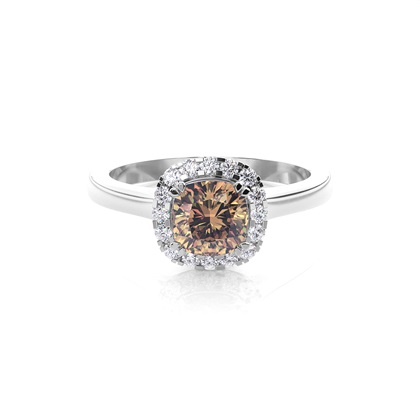 Cushion Champagne Diamond Engagement Rings