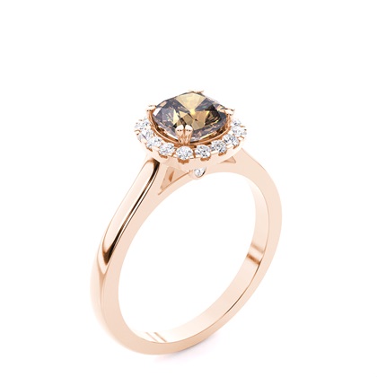 Ovaler Halo Champagner Diamantring aus Weißgold