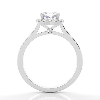 Cushion Silver Halo Engagement Rings