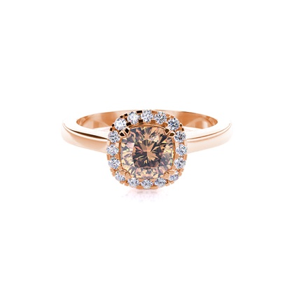 White Gold Oval Halo Champagne Diamond Ring