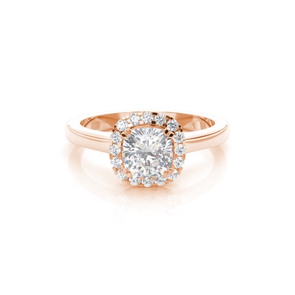White Gold Oval Halo Moissanite Engagement Ring