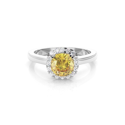 Prong Yellow Diamond Halo Engagement Ring