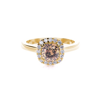 White Gold Oval Halo Champagne Diamond Ring