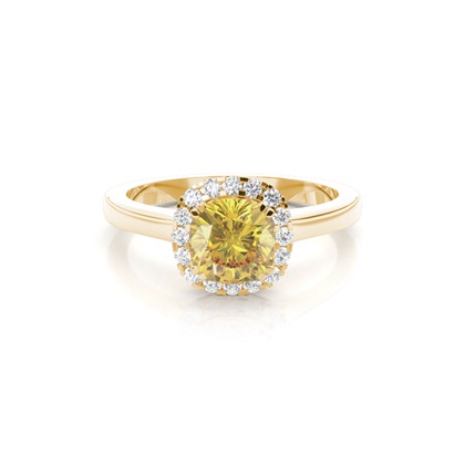 Prong Yellow Diamond Halo Engagement Ring