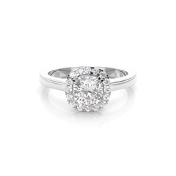 White Gold Oval Halo Moissanite Engagement Ring