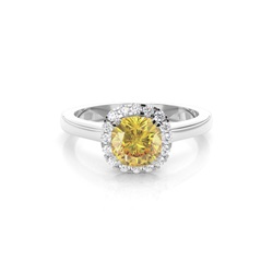 Prong Yellow Diamond Halo Engagement Ring