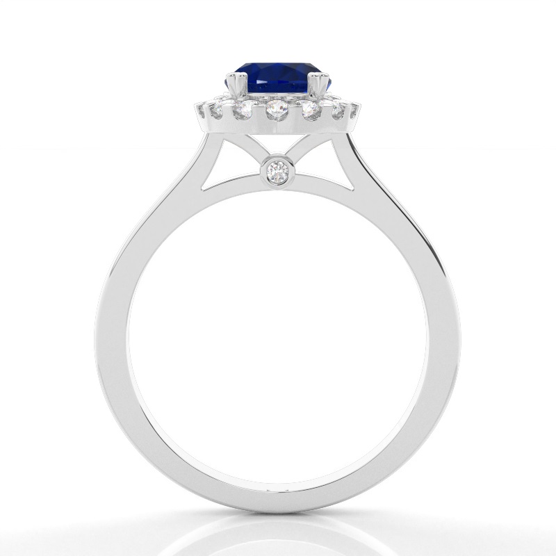 Halo Diamond Pear Blue Saphir Verlobungsring