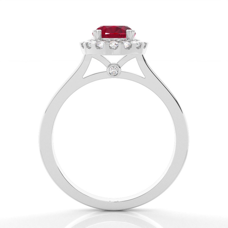 Halo Diamant Birne Rubin Verlobungsring