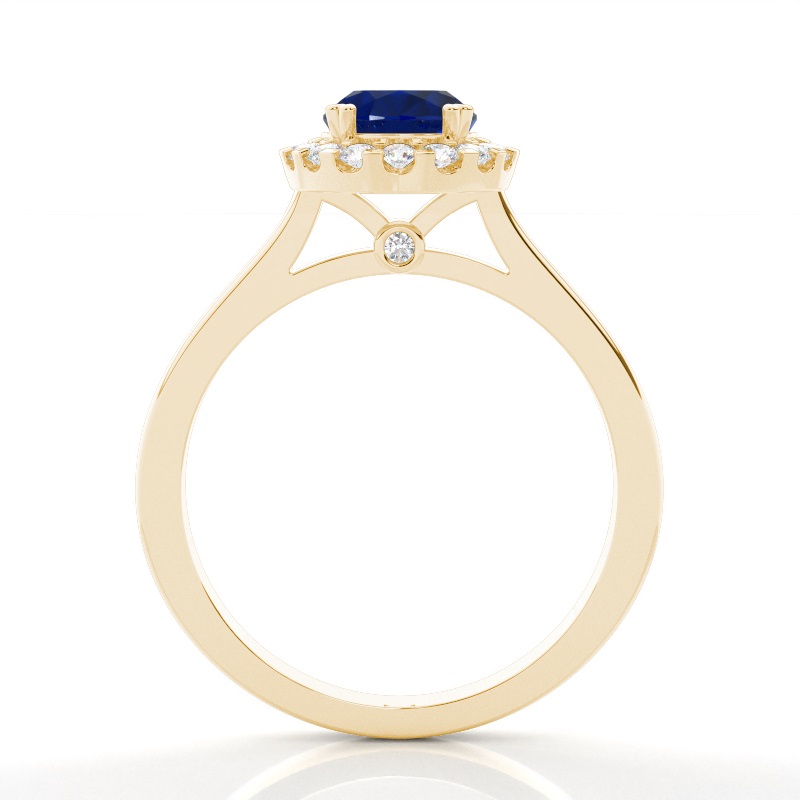 Halo Diamond Pear Blue Saphir Verlobungsring