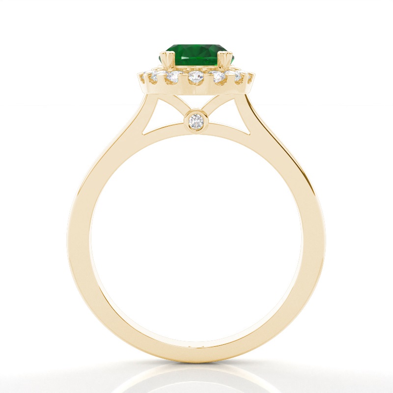 Halo Diamant Birne Smaragd Verlobungsring