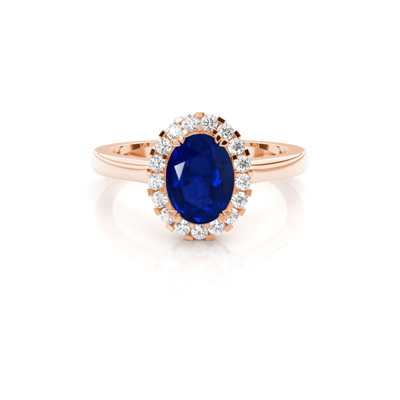 Halo Diamond Pear Blue Sapphire Engagement Ring