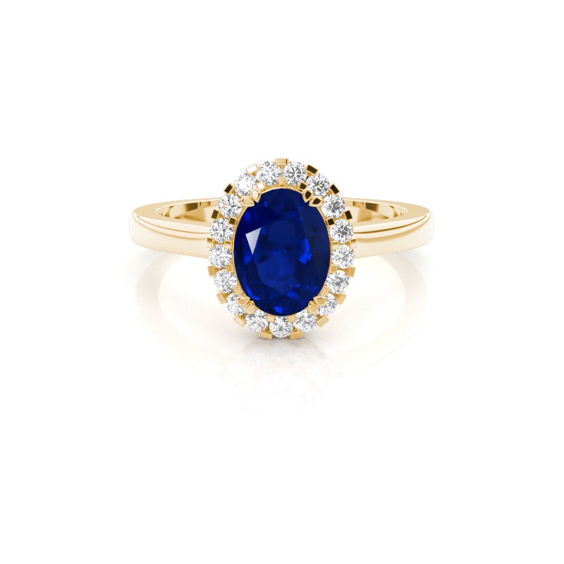 Halo Diamond Pear Blue Sapphire Engagement Ring
