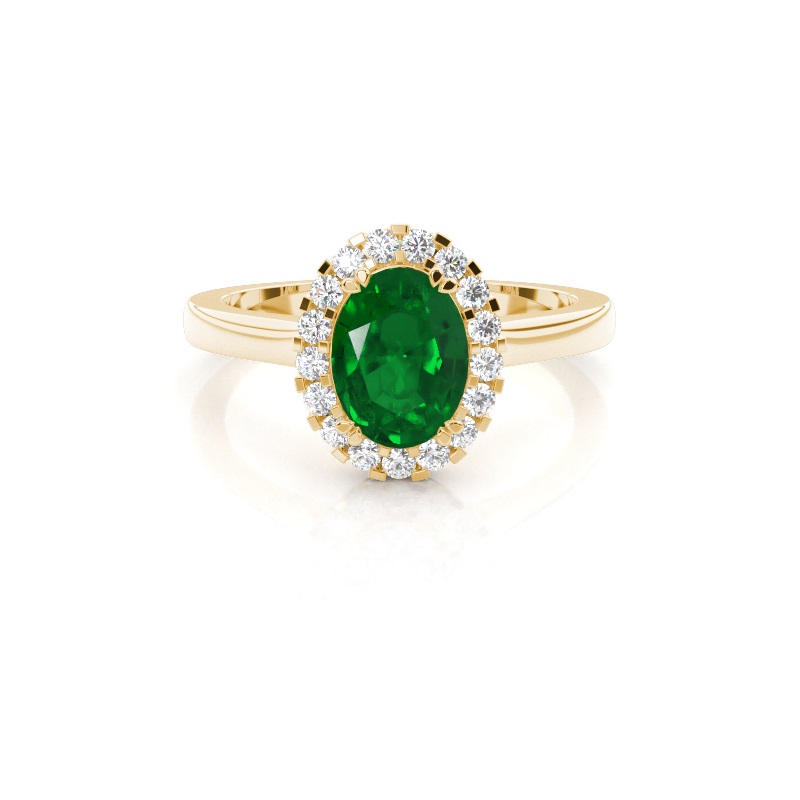 Oval Yellow Gold Gemstone Diamond Rings