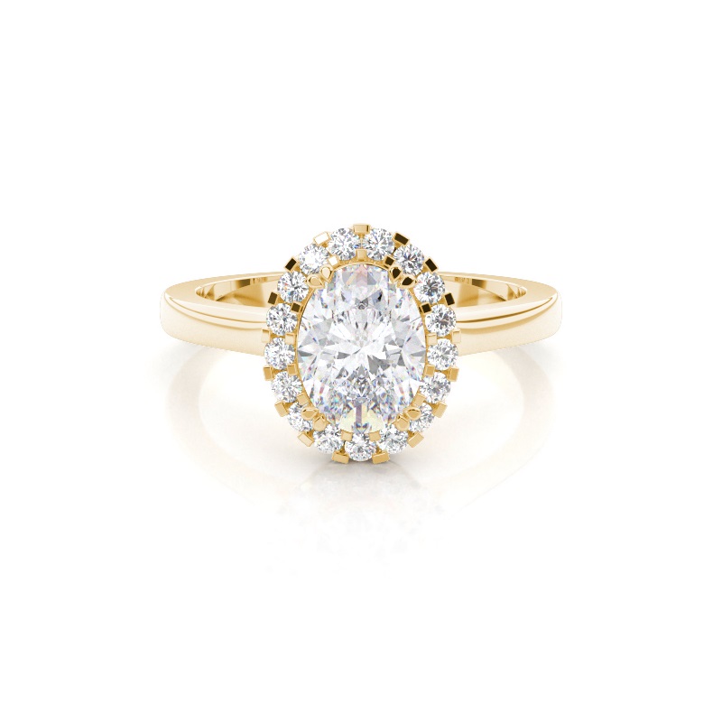 White Gold Oval Halo Moissanite Engagement Ring