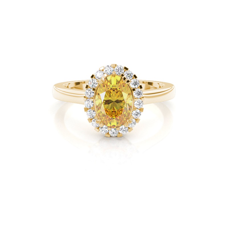 Prong Yellow Diamond Halo Engagement Ring