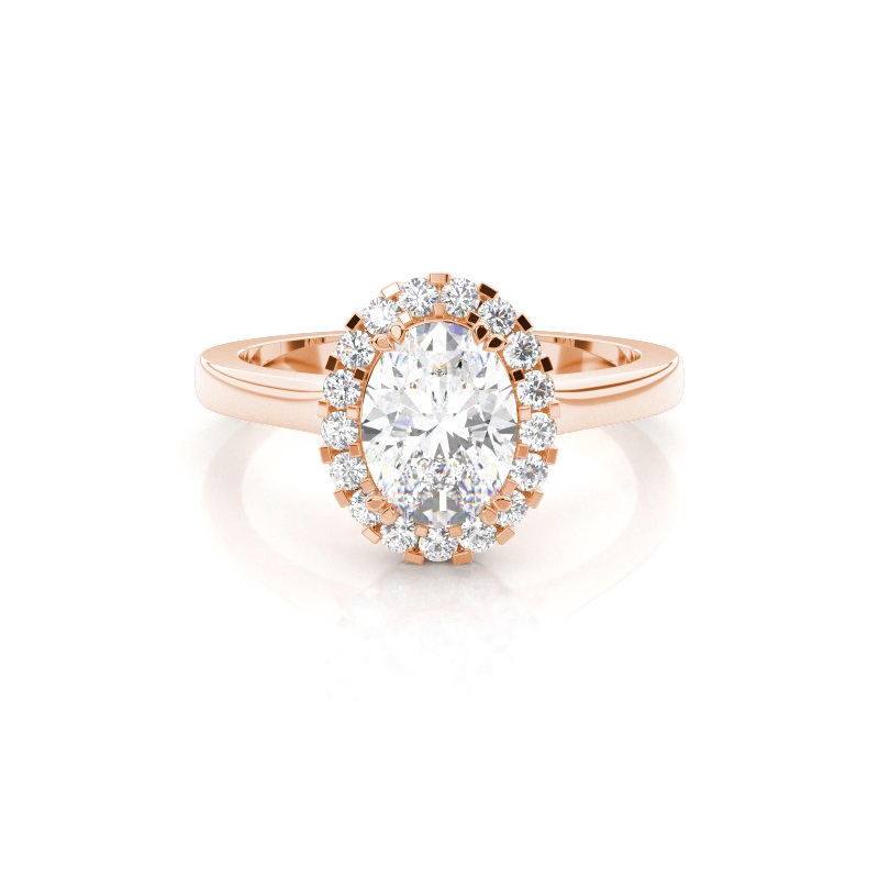 White Gold Oval Halo Diamond Engagement Ring