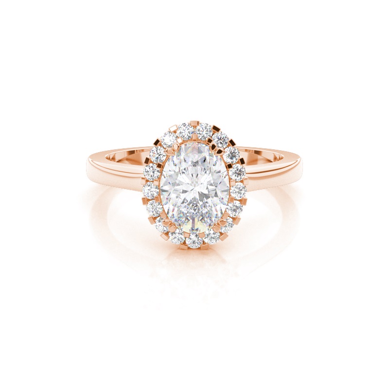 White Gold Oval Halo Moissanite Engagement Ring