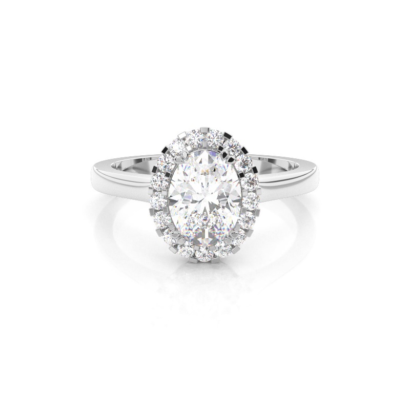 White Gold Oval Halo Diamond Engagement Ring